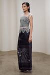 The Right Cut_Black Silk Organza Embroidery Drift Long Skirt _Online_at_Aza_Fashions