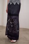 Buy_The Right Cut_Black Silk Organza Embroidery Drift Long Skirt _Online_at_Aza_Fashions