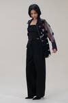 Buy_The Right Cut_Black Silk Organza Applique Collared Floral Shirt _Online_at_Aza_Fashions