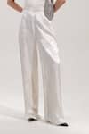 The Right Cut White Satin Wide Leg Trousers Online at Aza Fashions The Right Cut_White Satin Wide Leg Trousers _Online_at_Aza_Fashions
