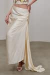 Buy The Right Cut Cream Satin Draped Ruched Long Skirt Online at Aza Fashions Buy_The Right Cut_Cream Satin Draped Ruched Long Skirt _Online_at_Aza_Fashions