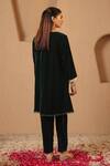 Nero India_Emerald Green Velvet Beads, Embroidery, Petal Floral Beaded Tunic And Narrow Pant _Online_at_Aza_Fashions