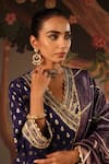 Nero India_Blue Chanderi, Brocade Embroidery V-neck Angrakha Sharara Set _at_Aza_Fashions