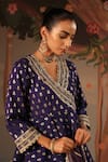 Buy_Nero India_Blue Chanderi, Brocade Embroidery V-neck Angrakha Sharara Set 