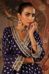 Shop_Nero India_Blue Chanderi, Brocade Embroidery V-neck Angrakha Sharara Set 