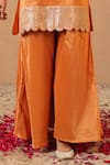Buy_Nero India_Orange Tissue Gota Patti, Embroidery Scallop Charm Short Kurta Sharara Set _Online_at_Aza_Fashions
