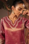 Nero India_Purple Tissue Gota Patti, Embroidery Split Scallop Charm Kurta And Sharara Set _at_Aza_Fashions