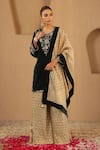 Buy_Nero India_Gold Tissue Tassels, Zari Crushed Dobby Dupatta _at_Aza_Fashions