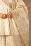 Nero India_Ivory Organza, Chanderi Gold Stripe Dupatta _Online_at_Aza_Fashions