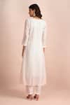Shop_Samyukta Singhania_Ivory Embroidery V-neck Paisley Yoke Kurta Set _at_Aza_Fashions