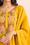 Buy_Samyukta Singhania_Yellow Embroidery Round Neck Floral Kurta Set _Online_at_Aza_Fashions