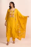 Buy_Samyukta Singhania_Yellow Embroidery Round Neck Floral Kurta Set _at_Aza_Fashions