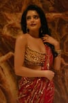 Shop_Dilnaz_Red Net, Polyester Cut Work, Pearls, Sequins, Embellished Saree With Petticoat _Online