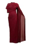 Deme By Gabriella_Wine Net High Neck Dianna Draped Maxi Dress With _Online_at_Aza_Fashions