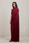 Buy_Deme By Gabriella_Wine Net High Neck Dianna Draped Maxi Dress With _Online_at_Aza_Fashions