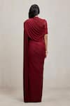 Shop_Deme By Gabriella_Wine Net High Neck Dianna Draped Maxi Dress With _at_Aza_Fashions