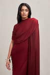 Deme By Gabriella_Wine Net High Neck Dianna Draped Maxi Dress With _at_Aza_Fashions