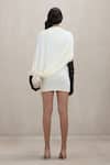Shop_Deme By Gabriella_Off White High Neck Judith Draped Cowl Mini Dress _at_Aza_Fashions