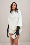 Shop_Deme By Gabriella_Off White High Neck Judith Draped Cowl Mini Dress _Online_at_Aza_Fashions
