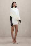 Deme By Gabriella_Off White High Neck Judith Draped Cowl Mini Dress _at_Aza_Fashions