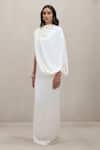 Buy_Deme By Gabriella_Off White Satin High Neck Talia Draped One Shoulder Maxi Dress _Online_at_Aza_Fashions