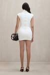 Shop_Deme By Gabriella_Off White Ponte Roma High Neck Linda Turtleneck Shoulder Pad Short Dress _at_Aza_Fashions