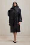 Buy_Deme By Gabriella_Black Leather Cooper Button Down Long Jacket _at_Aza_Fashions