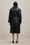 Shop_Deme By Gabriella_Black Leather Cooper Button Down Long Jacket _at_Aza_Fashions