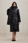 Shop_Deme By Gabriella_Black Leather Cooper Button Down Long Jacket _Online_at_Aza_Fashions
