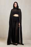 Buy_Deme By Gabriella_Black Bandeau , High Rochelle Sheer Cape And Tube Set _Online_at_Aza_Fashions