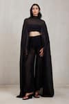 Buy_Deme By Gabriella_Black Chiffon Rochelle Malai Wide Leg Pant _at_Aza_Fashions