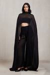 Buy_Deme By Gabriella_Black Chiffon Rochelle Malai Wide Leg Pant _Online_at_Aza_Fashions