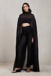 Deme By Gabriella_Black Chiffon Rochelle Malai Wide Leg Pant _at_Aza_Fashions