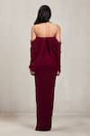 Shop_Deme By Gabriella_Wine Net V-, Halter Kimberly Draped Maxi Dress _at_Aza_Fashions