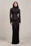 Buy_Deme By Gabriella_Black Lace High Neck Melora Long Sleeve Maxi Dress _at_Aza_Fashions