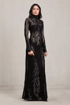 Buy_Deme By Gabriella_Black Lace High Neck Melora Long Sleeve Maxi Dress _Online_at_Aza_Fashions