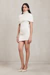 Shop_Deme By Gabriella_Off White Knit High Neck Janine Cable Turtleneck Short Dress _Online_at_Aza_Fashions