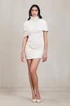 Buy_Deme By Gabriella_Off White Knit High Neck Janine Cable Turtleneck Short Dress _at_Aza_Fashions