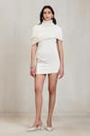 Deme By Gabriella_Off White Knit High Neck Janine Cable Turtleneck Short Dress _Online