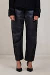 Deme By Gabriella_Black Leather, Suede Pant Trouser _Online_at_Aza_Fashions