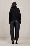 Shop_Deme By Gabriella_Black Leather, Suede Pant Trouser _at_Aza_Fashions