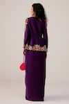 Shop_Rishi And Soujit_Purple Bemberg, Crepe Embroidery, Pearls Multicolor Thread Peplum Top And Skirt _at_Aza_Fashions