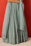 Buy_Rishi And Soujit_Blue Crepe, Organza Beads, Sequins, Embroidery V-neck Cutdana Lehenga Set _Online_at_Aza_Fashions