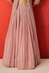 Buy_Rishi And Soujit_Pink Crepe Beads, Sequins, Pearls Open Floral Embroidered Jacket Lehenga Set _Online_at_Aza_Fashions