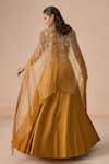 Shop_Rishi And Soujit_Mustard Jacquard Beads, Sequins, Mirrors, Katdana Sequence Work Lehenga Set _at_Aza_Fashions