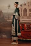 Sabe_Green Velvet Zari, Pearls, Sequins, Embroidery V-neck Zaira Kurta Set _Online_at_Aza_Fashions