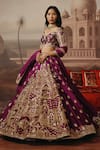 Sabe_Purple Silk, Brocade Embroidery, Sequins, Mehrunisa Ancient Domes Lehenga Set _Online_at_Aza_Fashions