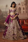 Buy_Sabe_Purple Silk, Brocade Embroidery, Sequins, Mehrunisa Ancient Domes Lehenga Set _at_Aza_Fashions