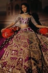 Shop_Sabe_Purple Silk, Brocade Embroidery, Sequins, Mehrunisa Ancient Domes Lehenga Set _Online_at_Aza_Fashions