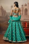 Shop_Sabe_Green Silk, Net Sequins, Pearls, Embroidery, Zari V-neck Panna Lehenga Set _at_Aza_Fashions
